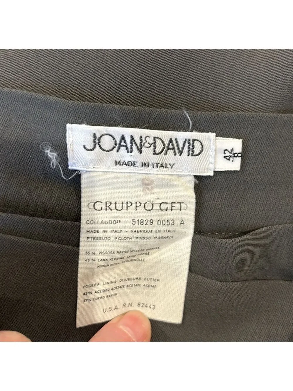 80s JOAN & DAVID ITALIAN FAUX WRAP PENCIL SKIRT CHARCOAL GRAY DRAPED PLEATS